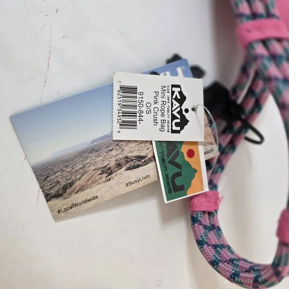 KAVU Rope Bag Pink Sling Crossbody Backpack 100% Cotton NWT